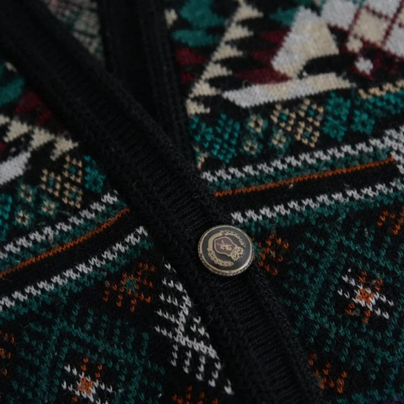 VTG  Tosani Black Purple Teal Geometric Shapes made in Canada Button Up Cardigan - Picture 13 of 13